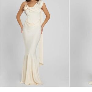 CELINE CORSET DRAPE SATIN GOWN